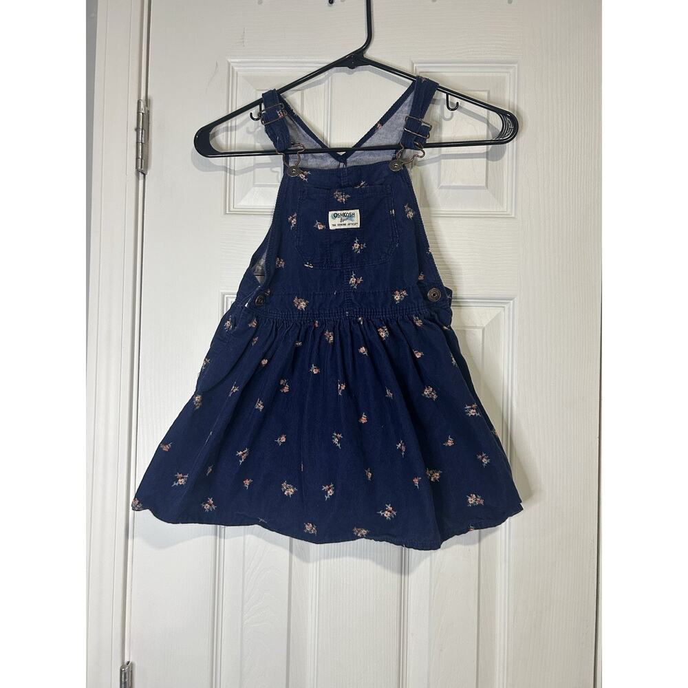 OshKosh B’gosh Courdoroy Floral Overall Dress Girls Size 5T